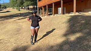 oiled exotic babe worships monster bbc cowgirl in skirt