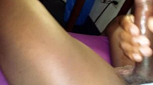 Jerking off sexy black cock until explosive cum pov blast