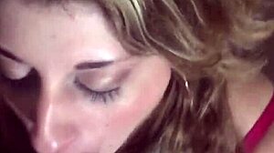 hot milf slurps and gags on husband's throbbing cock