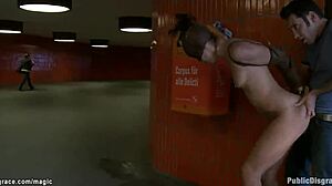 Bound Leather Slut Gets Public Monster Cock Pounding!