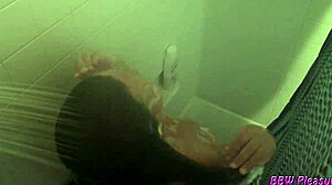 Naughty BBW Housewife Strips Naked in Shower