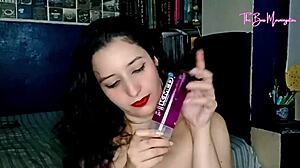 Smudged lipstick ASMR with sexy brunette milf toy play