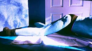 Sped-Up Skinny Snow Stretching In Briefs And Socks