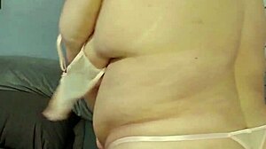 bbw becca strips naked and rams dildo deep in fat pussy