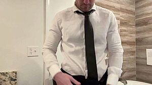 Behind Scenes: Tall Muscular Brunette Fingers for Porn Shoot Prep