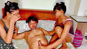 threesome anal fucking wife and redhead girlfriend ffm rough