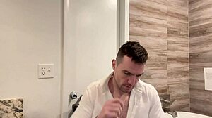 Behind Scenes: Tall Muscular Brunette Fingers for Porn Shoot Prep