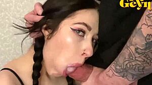 Gera Geyn's Sloppy Blowjobs End in Creampie Cum Eating