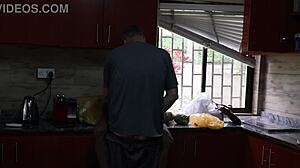 i rip her clothes and fuck wet wife outside then kitchen quickie