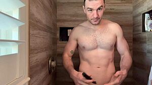 Behind Scenes: Tall Muscular Brunette Fingers for Porn Shoot Prep