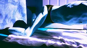 Sped-Up Skinny Snow Stretching In Briefs And Socks