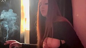 milf artemisia love bares big tits smoking