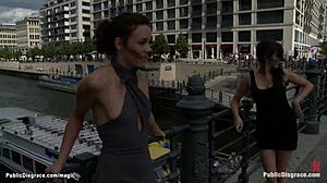 Bound Leather Slut Gets Public Monster Cock Pounding!