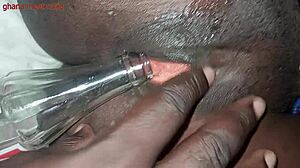 Ebony Pussy Stretched by Coke Bottle Fucking