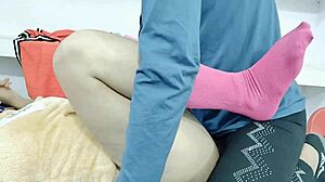 Indian maid's tight ass fucked doggystyle by owner in kitchen creampie