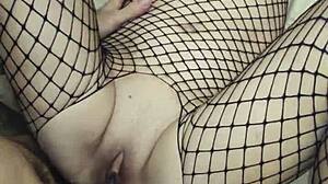 Wife's tight anal closeup in fishnets homemade pov pounding