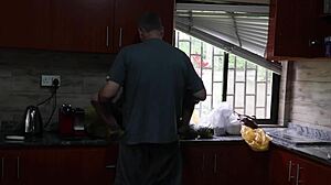 i rip her clothes and fuck wet wife outside then kitchen quickie