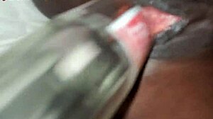 Ebony Pussy Stretched by Coke Bottle Fucking