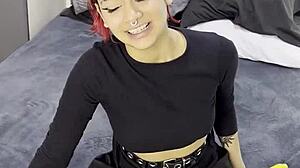 Tiny Emo Goth Teen Creampied After Interview!