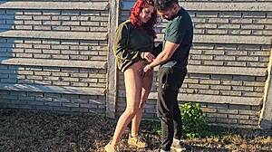 Redhead Latina Milf Seduces Gardener for Bent-Over Doggystyle Creampie