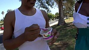 shaved skinny teen babe facialed by monster cock