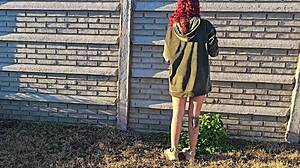 Redhead Latina Milf Seduces Gardener for Bent-Over Doggystyle Creampie