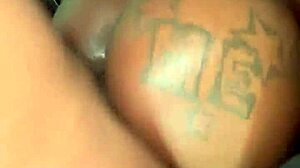 Black monster cock floods ebony pussy with semen!