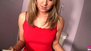 blonde nina rae deepthroats monster cock gloryhole while toy fuckin tits cum in mouth milf