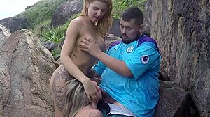 Blonde Nudists Strip And Play Wild On Beach