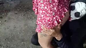 mexicana tattoo slut gives halloween handjob blowjob to horny stranger