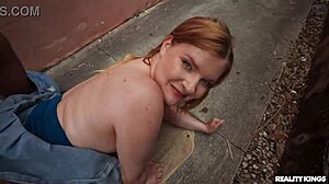 Blonde athletic babe picked up in parking lot for deepthroat blowjob cumshot facial pov outdoor reality fuck.