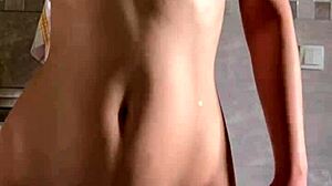 this cute petite 18+ cutie fingers her wet shaved pussy so good