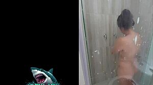 Neighbor shows off squirting shower skills to me?