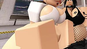 two naughty friends blonde brunette grope ride his cock hard