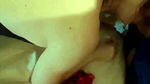 white slut rims and fucks in satin lingerie heels