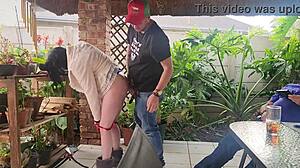 My neighbor shares petite wife for creampie threesome on weekends