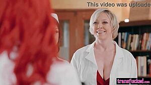 Shemale Foxxy's intense triple blowjob