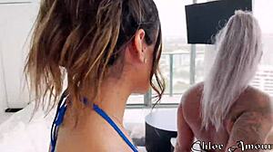 Chloe amour straps hayley davies in rough lesbian pounding?