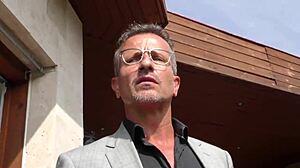 Mature Blonde Deepthroats Muscular Stud's Big Cock Before Doggystyle Creampie