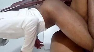 Lilpuddingbowls Shaved Ebony Slut Sucks BBC In Wild Threesome Creampie