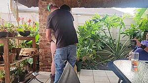 My neighbor shares petite wife for creampie threesome on weekends