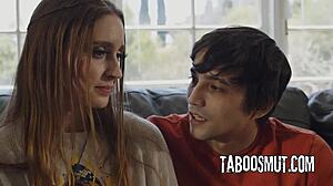 Pervy therapist tricks Laney Grey couple into hairy pussy threesome doggystyle