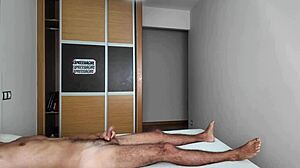 Curvy Milf Cleaning Lady Watches Me Jerk Off in Hotel Bedroom