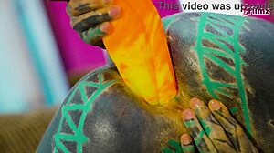 sexy fishnet slut gaps asshole with huge anal dildo 😈👠