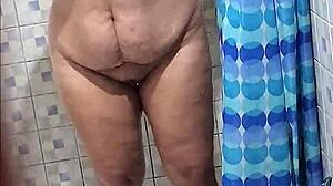 catching my best friend's milf mom in shower big natural tits homemade