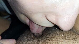 Lesbian Couple Shares Passionate Kisses While Licking Hairy Pussy Up Close