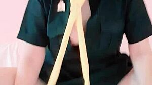 😍 Asian student sneaks in skirt rides juicy pussy cowgirl creampie on friend's bed! 💦