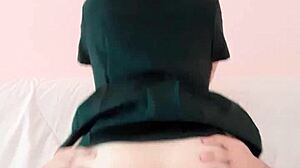 😍 Asian student sneaks in skirt rides juicy pussy cowgirl creampie on friend's bed! 💦