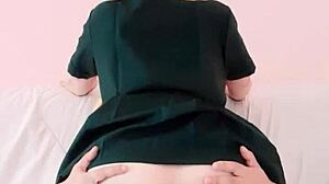 😍 Asian student sneaks in skirt rides juicy pussy cowgirl creampie on friend's bed! 💦