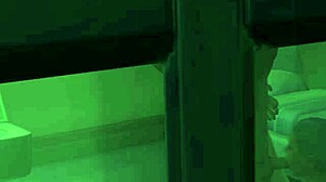 dwarf inmate catches young ebony sucking old inmate's cock voyeur style